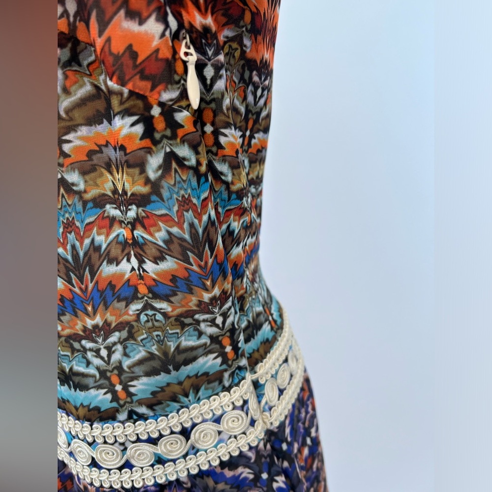 BEBE Embellished Boho Print Fit & Flare Mini Dress Short Sleeve Sz 6 NWT - Picture 15 of 16